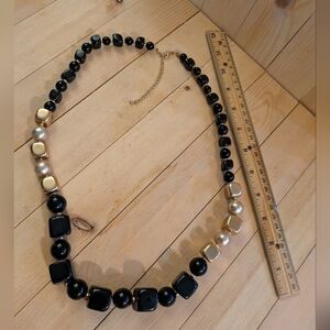 Elegant Black and Gold Beaded Necklace Costume Jewelry